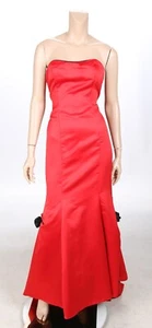 Unbranded Vintage 80s 90s Red & Black Satin Party Prom Dress sz 12 - Picture 1 of 3