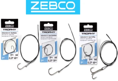 Zebco Trophy Stahlvorfach Einzelhaken / Drilling / fertiges Raubfischvorfach