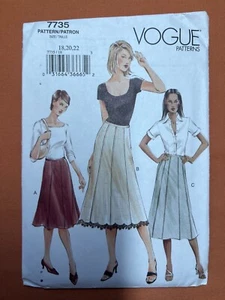 Falda Vogue Costura Patrón 7735 Misses Talla 18 20 22 FF SIN CORTAR - Imagen 1 de 3