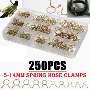 250pcs 5-14mm Spring Hose Clips Set Fuel Line Water Pipe Air Tube Clamps Kit - Picture 1 of 15