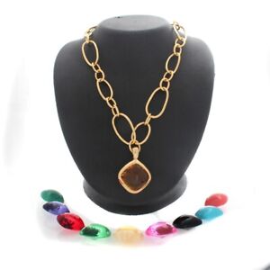 QVC Joan Rivers Goldtone Chic Links 10 Color Changeable Pendant Necklace 17 "
