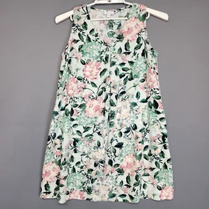 JJill Love Leinenkleid Damen Medium Petite Grün Rosa Blumen Ärmellos Sommer - Bild 1 von 11