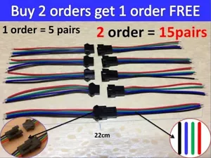 5 paia connettore 4 pin maschio e femmina con filo per striscia led 5050/3528 RGB - Foto 1 di 1
