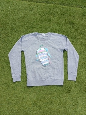 Grey Vintage Delta Fleece Freeze Your Brain Print Jumper, Size S - Image 1 of 4