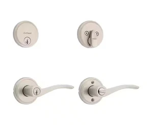 Kwikset Signature Sedona Keyed Entry Lever w Low Profile Deadbolt Satin Nickel - Picture 1 of 2