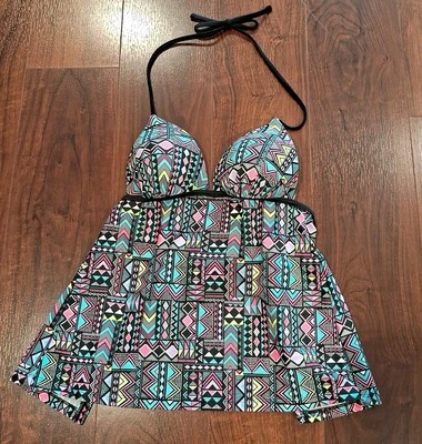 Новый с ярлыками Малибу женщин пуш-ап купальник верхний яркий геометрический дизайн размер XS - Изображение 1 из 4