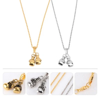  2 Pcs Halskette Für Männer Boxhandschuhe Anhänger Punk -Halskette - Bild 1 von 4