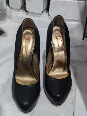 Synstar Black Stiletto Heels with Gold Insoles Walter Steiger - Image 1 of 4