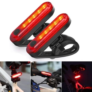 2X Mountain Bike Rear Lights USB Rechargeable LED Bicycle Lamp SET Waterproof - Picture 1 of 7