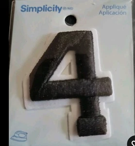 Simplicity & Wrights 2” Number 4 Applique Patch Black On White - Picture 1 of 1