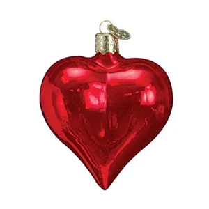 Large Shiny Red Heart Glass Old World Christmas Ornament New FREE BOX 30012 - Picture 1 of 4