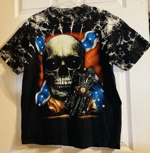 A3 Vintage Survivor AOP Motorrad Totenkopf T-Shirt Gr. L doppelseitig leuchtend im Dunkeln - Bild 1 von 5