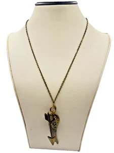 Bronze Plated Necklace With Arrow & Wing Pendant - Picture 1 of 7
