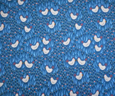 Tela Infantil Por Media Yarda Blanco Pollitos Rosa Floral Sobre Azul Algodón Premium Foto 1 de 2