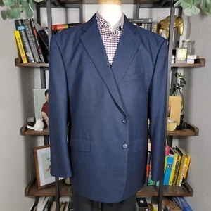 Stafford Essentials Men's Sport Coat Blazer Two Button Navy Blue Poly Blend 52R - Picture 1 of 14