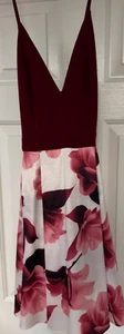Miss Cristina USA Girls size M Maroon Floral Print Formal Dress - Picture 1 of 5