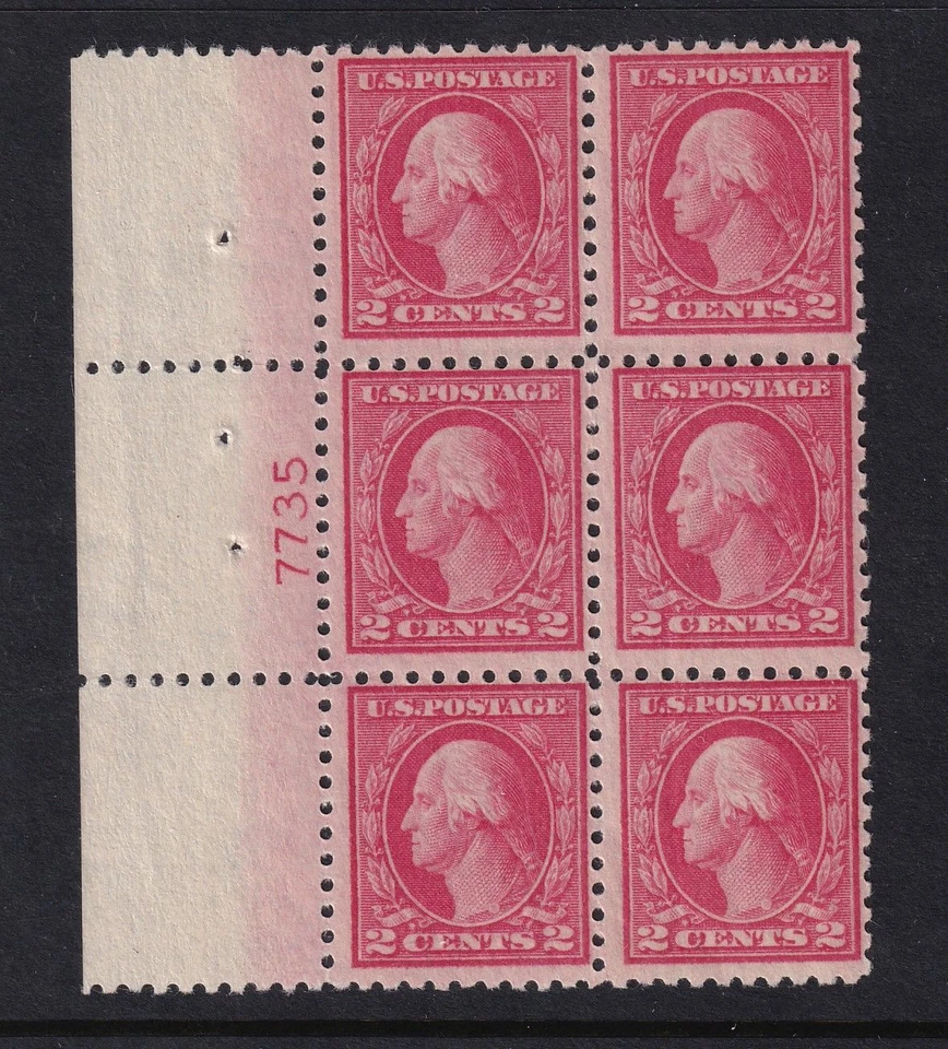 1914 Washington 2c Sc 425 MLH with full original gum, plate block (AU - Image 1 of 1