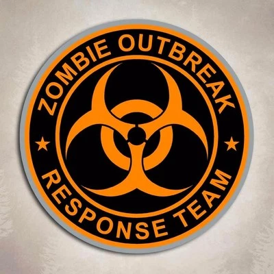 Orange Zombie Outbreak Response Team Sticker Biohazard Dead Gun Decal USA - Image 1 of 2