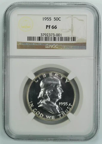 1955 PROOF FRANKLIN HALF DOLLAR 50C SILVER NGC CERTIFIED PF 66 PROOF (001) Cover