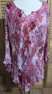 New York City Design Co. Pink 3X Silk Sequins Floral Lined Blouse Belle Sleeve - Picture 1 of 12