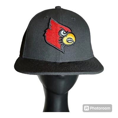 Louisville University Cardinals Hat 7 New Era Fitted Cap Black NFL Logo 59Fifty - Image 1 of 4