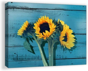 Rustic Bathroom Decor for the Home Country Wall Art for Bedroom Sunflower Themed - Picture 1 of 7