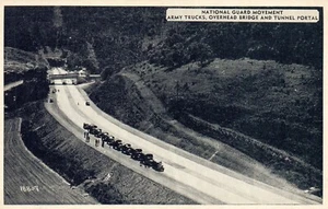 National Guard Movement Army Trucks Bridge & Tunnel Pennsylvania PA Postcard - Picture 1 of 2