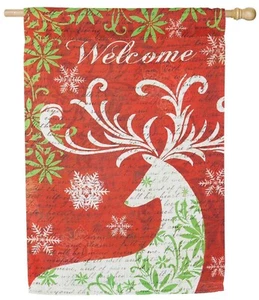 Weihnachten Hirsch Silhouette 13S3531 immergrün Wildleder Haus Flagge 28" x 44" - Bild 1 von 1