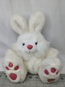 Peluche coniglio bianco attuale 9 pollici zampe rosa naso peluche giocattolo - Foto 1 di 5