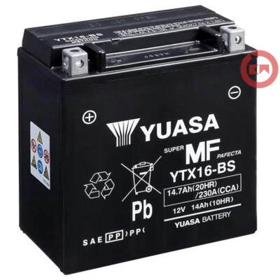 YUASA YTX16-BS 12V 14Ah BATTERY FOR SUZUKI VL BOULEVARD C90-T 1500 2006 2007 - Image 1 of 3
