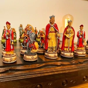 Chess Set Camelot King Arthur Chessmen Vintage Chess Board / Christmas Gift 🎁 - Picture 1 of 10