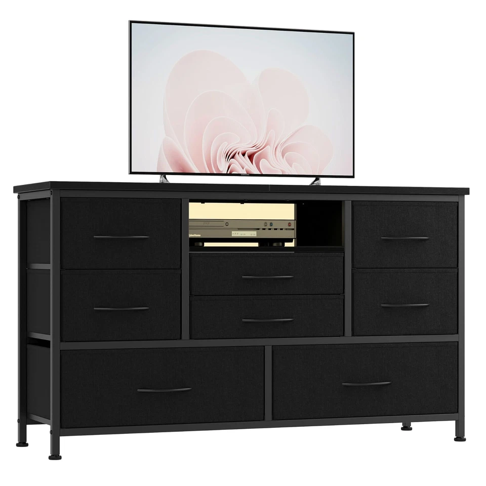 Cómoda de 8 cajones 55" soporte de TV con toma de corriente cómoda de almacenamiento Foto 1 de 4