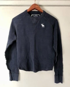 Abercrombie Kids Navy Thermal Size XL Shirt Raglan Sleeves Waffle Knit EUC - Picture 1 of 4