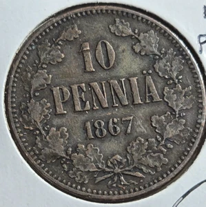 1867 Finland 10 Pennia - 100+ YEARS OLD & ***EXTRA FINE CONDITION*** Rare! - Picture 1 of 2
