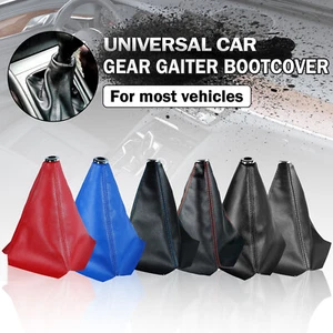 Universal Car Shift Knob Shifter Boot Cover w/Stitches PU Leather MT/AT Sport - Picture 1 of 19