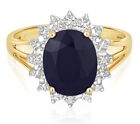 9ct Yellow Gold Sapphire and Diamond Ring Large 3.21ctw Centre Stone Size J - V