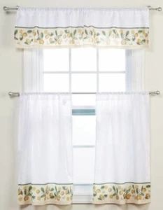 3 pc. Curtains Set: 2 Tiers (28.5"x 36") & Valance (58"x 13") FRUITS, LEMONS, LC - Picture 1 of 14