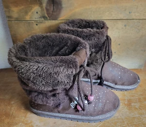 Sketchers  -Youth - Boots -  Size 2 - Chocolate Brown - Sparkles -  Faux Fur - Picture 1 of 7