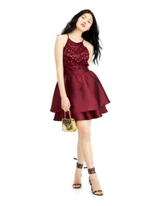 EMERALD SUNDAE Womens Spaghetti Strap Short Party Fit + Flare Dress - Picture 1 of 11