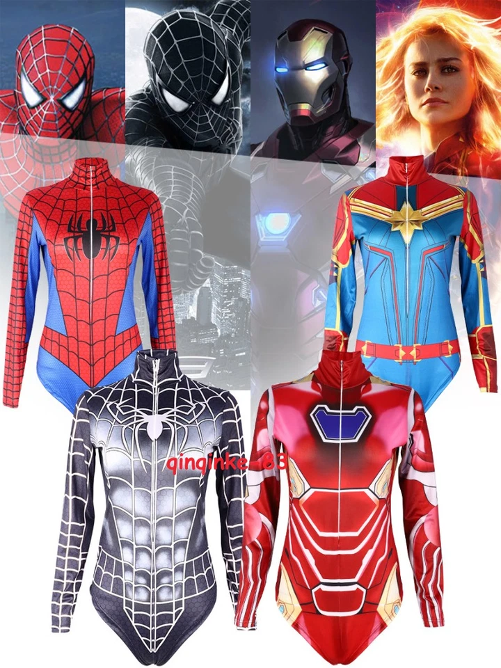 Fato de banho de super-herói cosplay feminino macacão meia-calça manga poliéster presente - Imagem 1 de 4