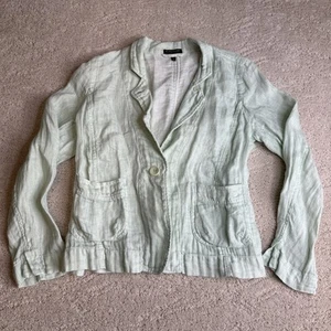 Women’s Eileen Fisher PM Blue 100% Linen Blazer Cardigan Pockets Business - Picture 1 of 7