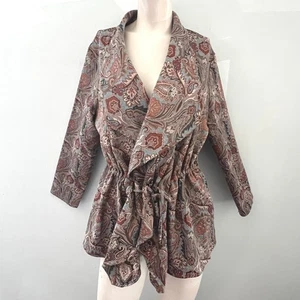 Ruby Rd Paisley Cinched Waist Lightweight Jacket Womens Career Festival Artsy - Picture 1 of 8