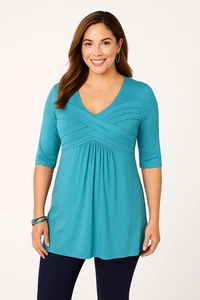 Jessica London Damen Blue Bell Stretch Strick Plissee Tunika, Gr. 30/32 - Bild 1 von 6