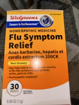 Walgreens Flu Symptom Relief HOMEOPATHIC MEDICINE-30 doses Exp 03/2028 - Image 1 of 4