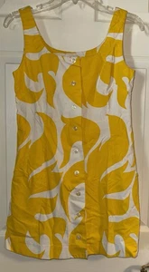 Vintage Woman GOLDEN FINN FINLAND yellow White Mod Sleeveless Dress Sz 38 Small? - Picture 1 of 5