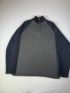 Pull homme Nautica Jeans quart zippé taille XL - manches raglan gris marine côtelé - Photo 1/7
