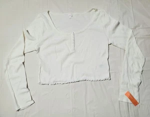 Top de manga larga COLSIE blanco recortado elástico talla XL - Imagen 1 de 5