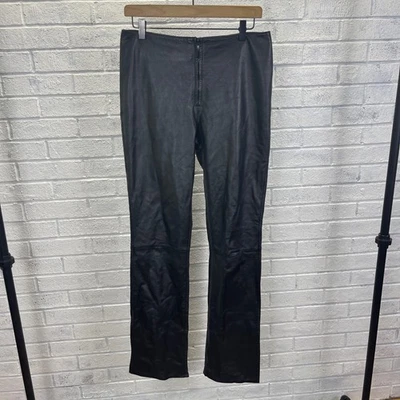 XOXO Black Leather Flare Pants Zip Fly Womens Size 6 Rocker Edgy Y2 Whimsigoth - Image 1 of 4