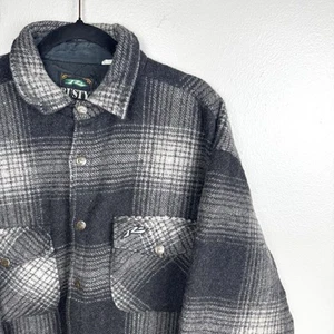 Rusty Surfboards Jacket Men's Size Medium Black White Grey Vintage Wool Blend - Picture 1 of 7