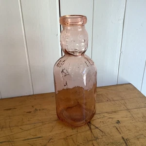 Brookfield Baby Top Bottle Pink Glass Vintage 9.75" Tall 1 Quart - Picture 1 of 8